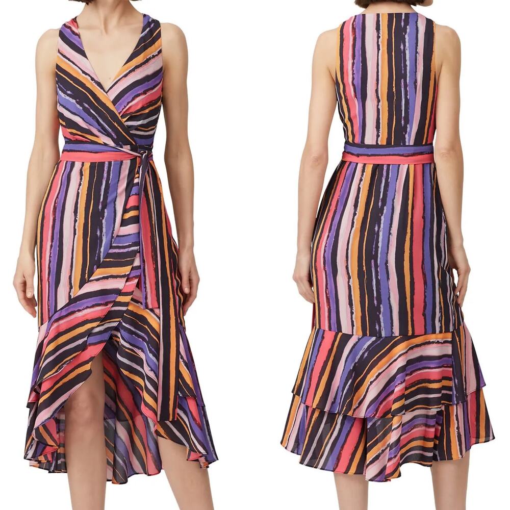 Great Jones Vibrant Orchid Wrap Dress Colorful Midi Sleeveless Womens Size Small